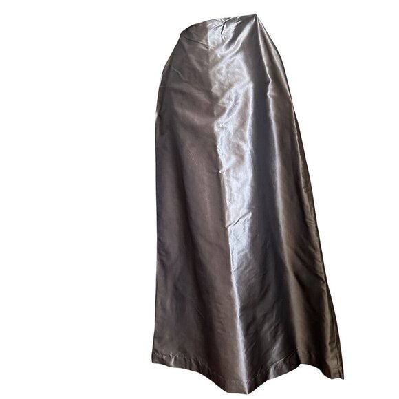 Vintage Metallic  Silk Maxi Skirt With High Shine Finish & A-Line Silhouette Wom - Picture 16 of 16